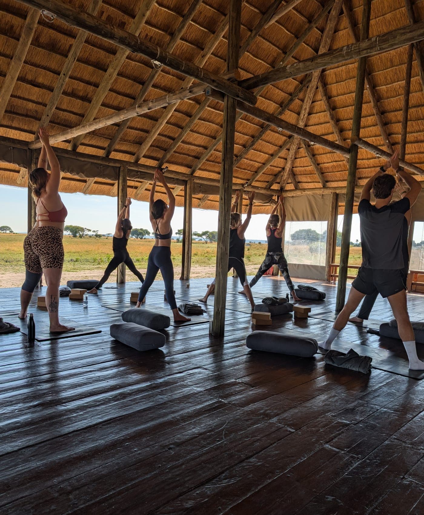 Yoga practice in the shala