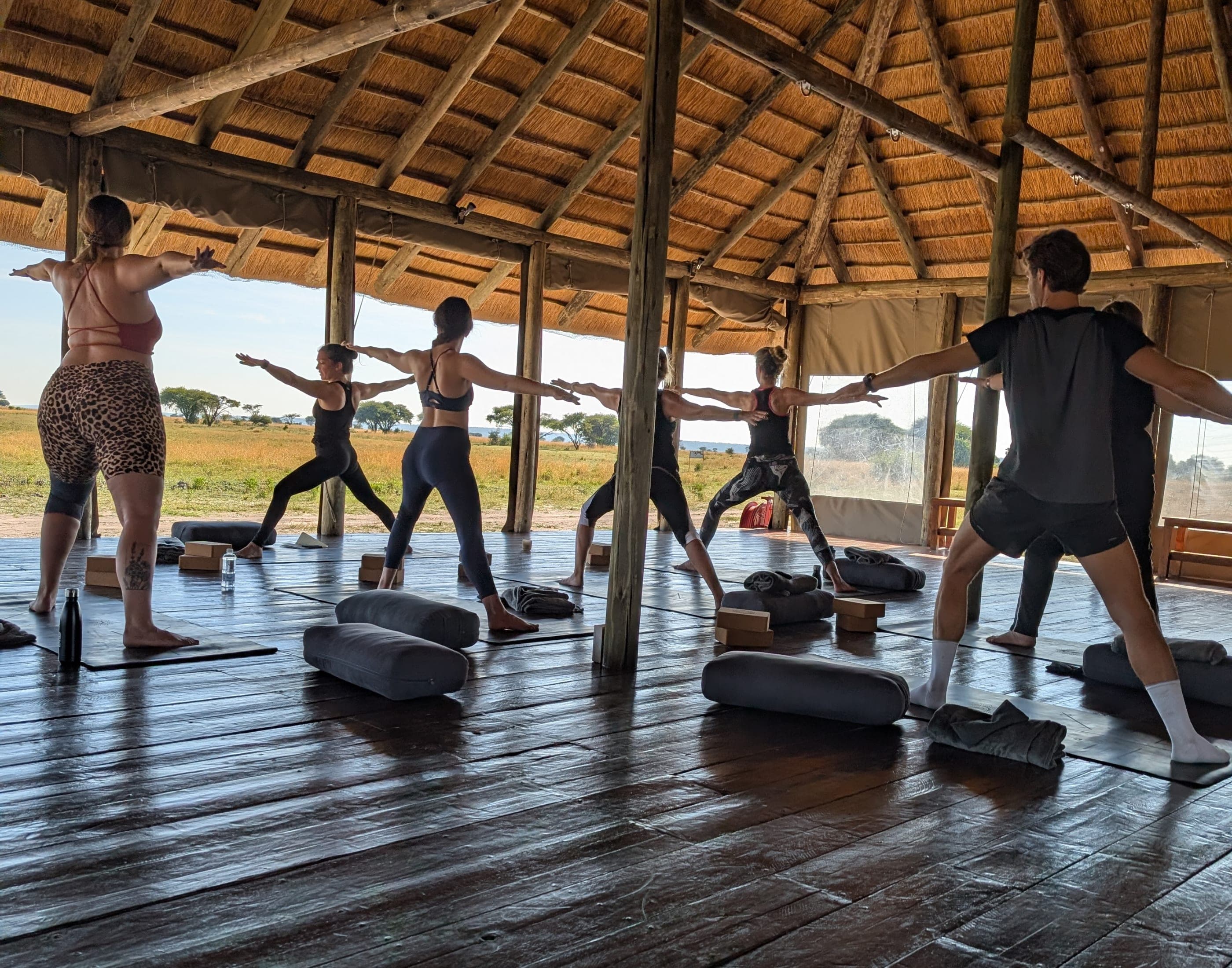Yoga teachers leading a group at Munga Plains