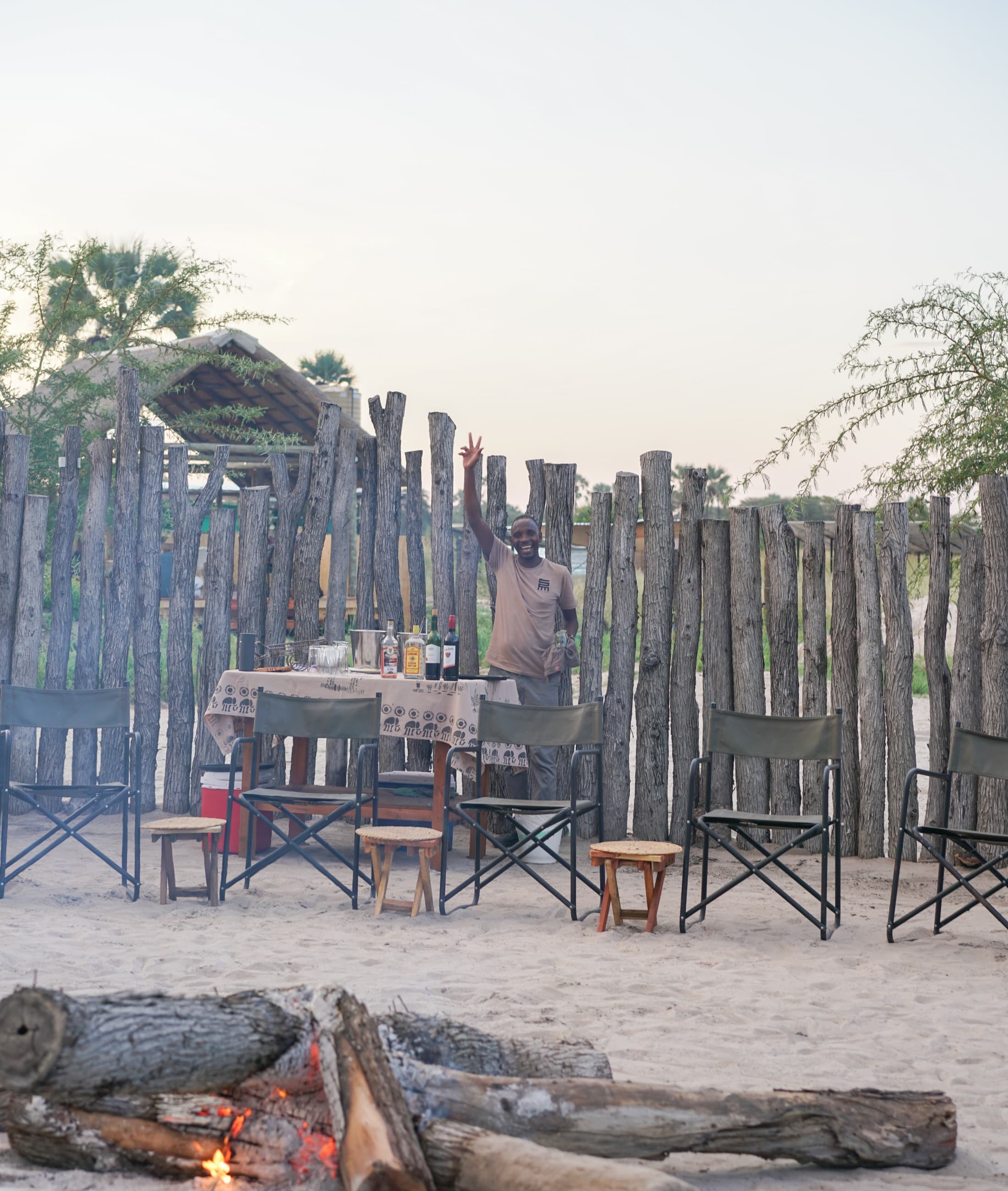 Boma dinner table set for the evening
